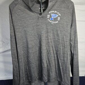 Men's Fanatics St Louis Blues Hockey Stanley Cup Grey long sleeve pullover Large